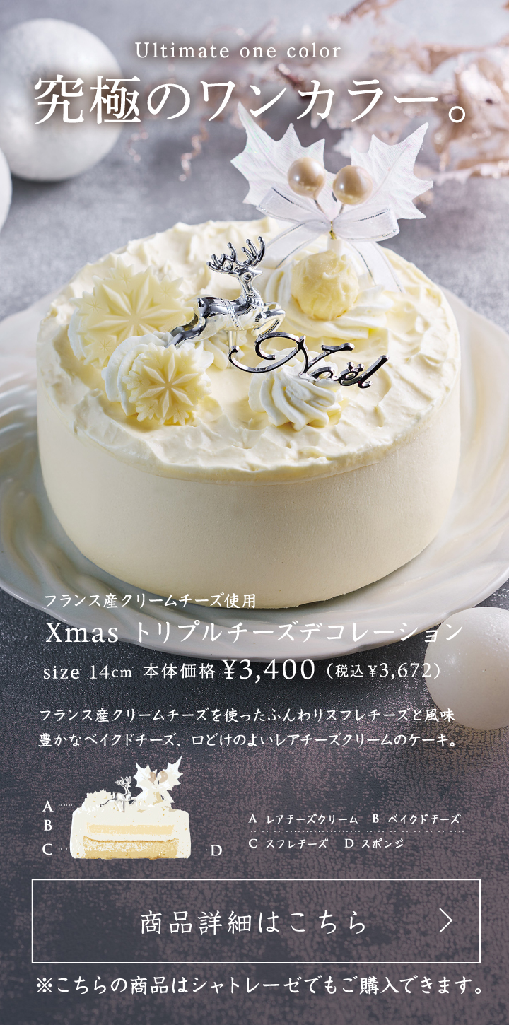 フランス産クリームチーズ使用Xmasトリプルチーズデコレーション